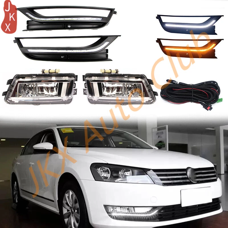 LED DRL Daytime Running Light Fog Lamp W Wring Kit For VW Passat