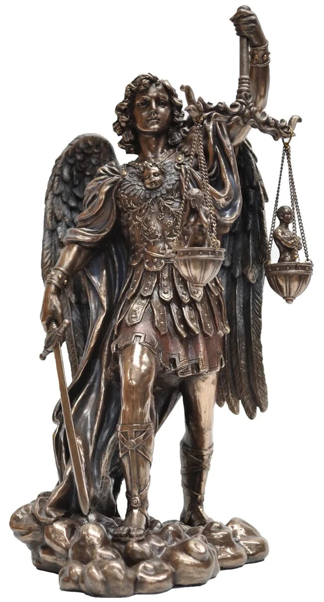 Statue Archange Michel Combattant Satan, Sculpture Antique Résine 27cm