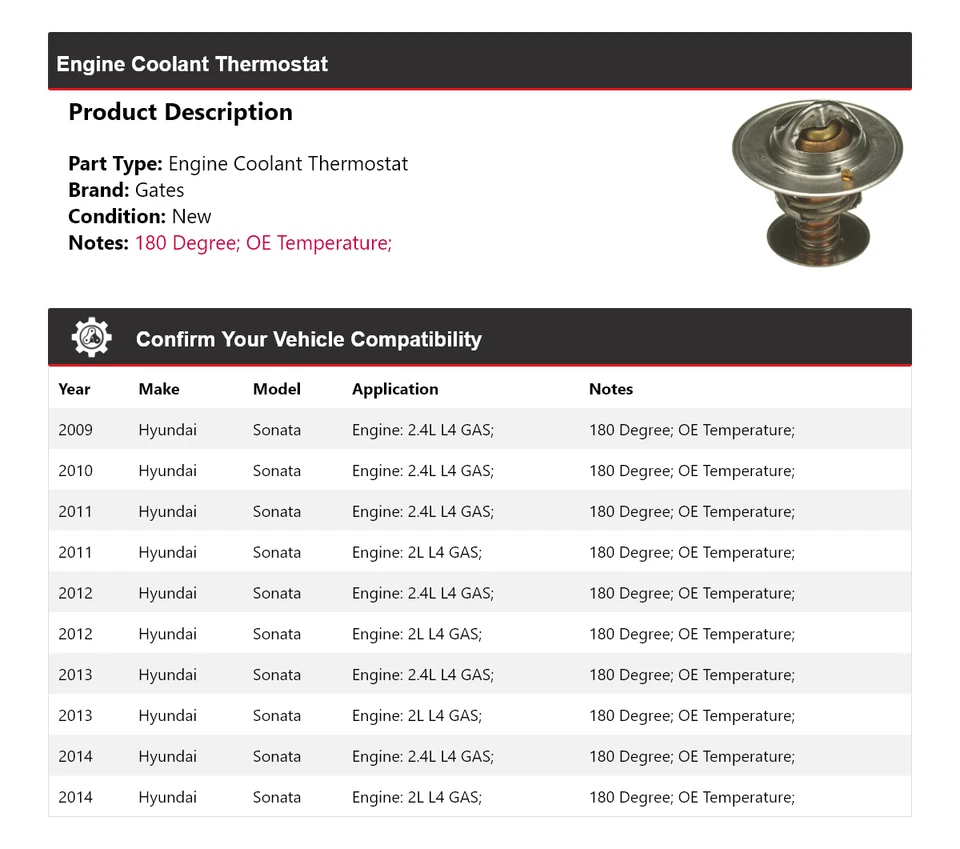 Puertas termostato refrigerante motor Hyundai Sonata 2009-2014 2010 2011 2012 2013 Foto 2 de 4