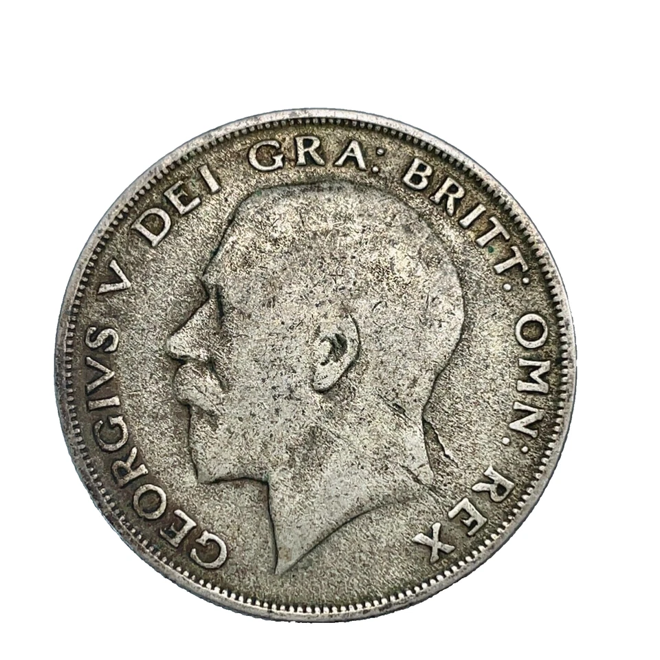 Moneda de media corona de plata Gran Bretaña 1921 Jorge V KM 818,1a Foto 3 de 4