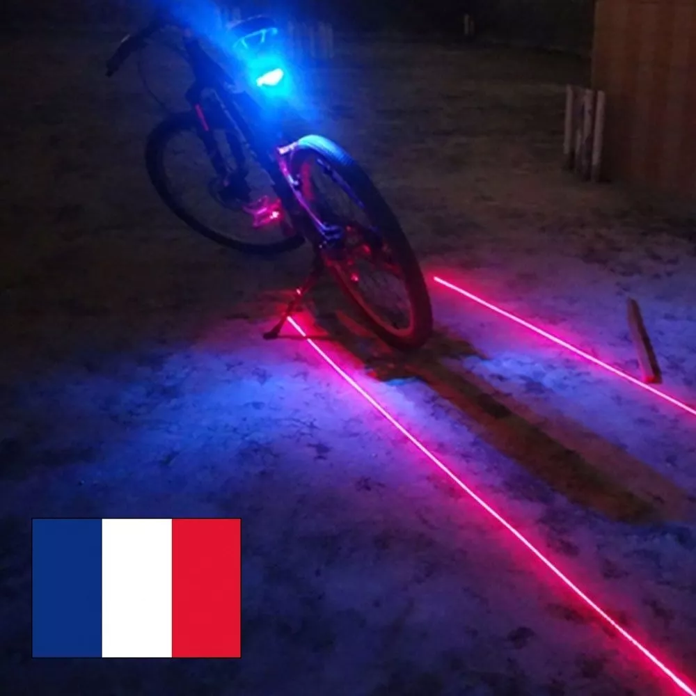 CYCLISME BICYCLETTE ECLAIRAGE LAMPE VELO FEU ARRIERE LED +2 LASER ROUGE  LUMIERE