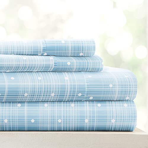 3 Piece Sheet Set Polkadot Patterned, Twin, Aqua