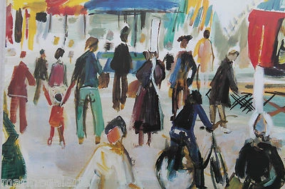 art breton bigouden marché couleurs repro peinture poster moderne affiche - Photo 1/2