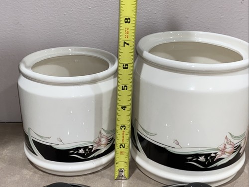 Corelle Black Orchid RARE ~ Canister Set Of 4 With Lids ~ Vintage - Picture 12 of 23