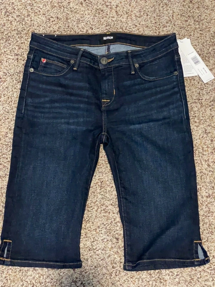 NUEVO CON ETIQUETAS NUEVO Hudson Jeans Viceroy Bermuda Rodilla Denim Oscuro Corto CLBL Talla 28