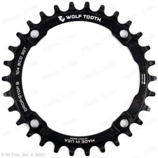 Wolf Tooth Chainring 30T x 104 BCD 4-Bolt Drop-Stop Bicycle - Black