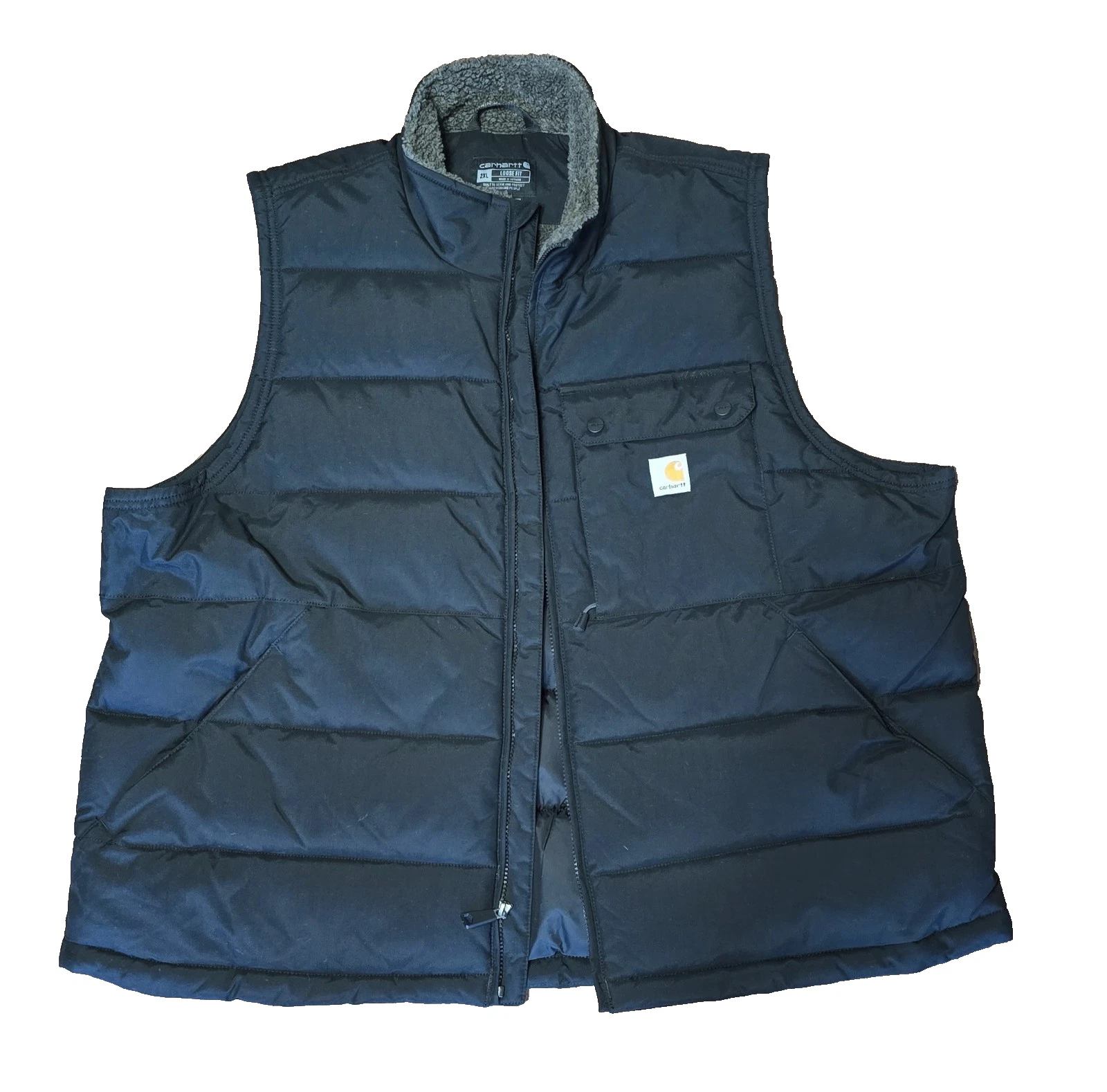 Carhartt Vest Mens XXL Black Montana Loose Fit Sherpa Insulated Rain Defender