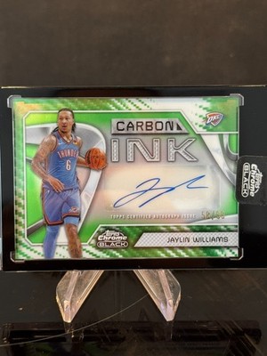 JAYLIN WILLIAMS 2025-26 TOPPS CHROME BLACK CARBON INK GREEN AUTO /99
