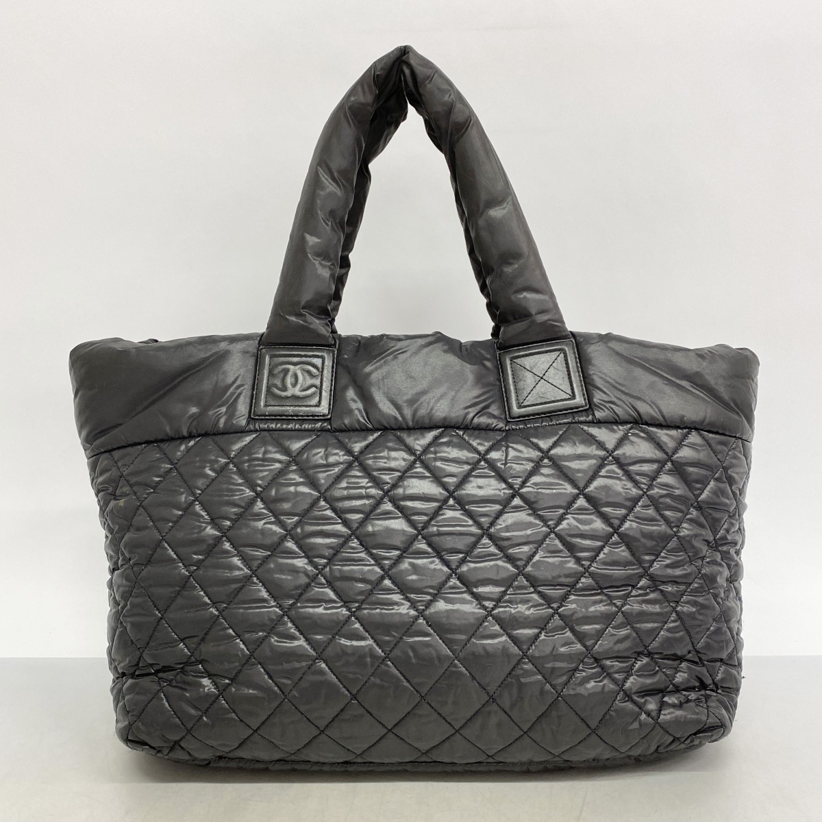 Auth [6ba1468-k] CHANEL Tote Bag Cococoon Nylon Black Silver metal fitting [... thumbnail 10