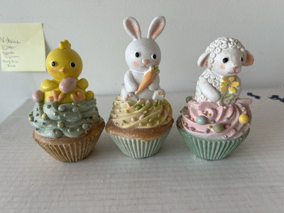 Easter/Spring Cupcake 6'' By Valerie Parr Hill Assorted Set of 3