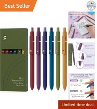 Gel Pens 6pcs 0.7mm Fine Point Black Ink Quick Dry Retractable Writing