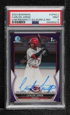 2023 Bowman Chrome Prospect Purple Refractor Carlos Jorge PSA 9 MINT Auto 02le