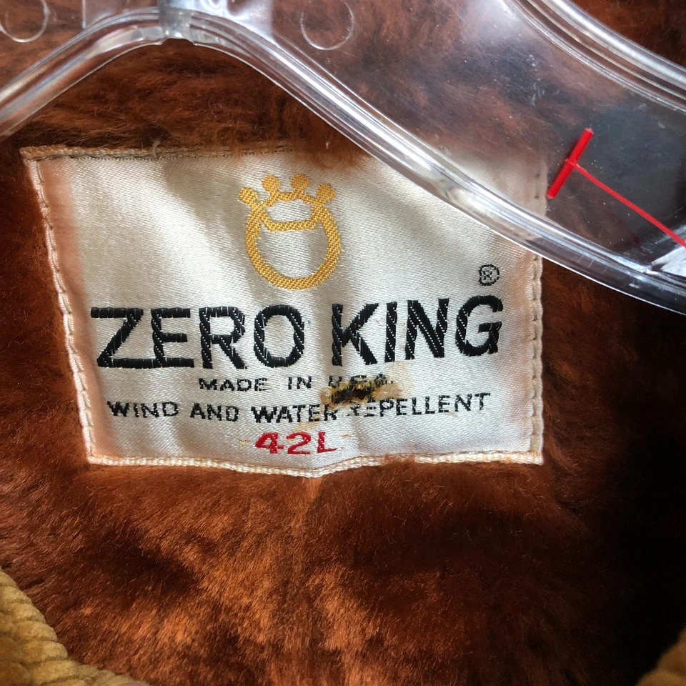 Chaqueta de Colección Zero King 42L Forrada Marrón Pana Pesada Pila Solapa Bolsillos Para Hombres Foto 3 de 4