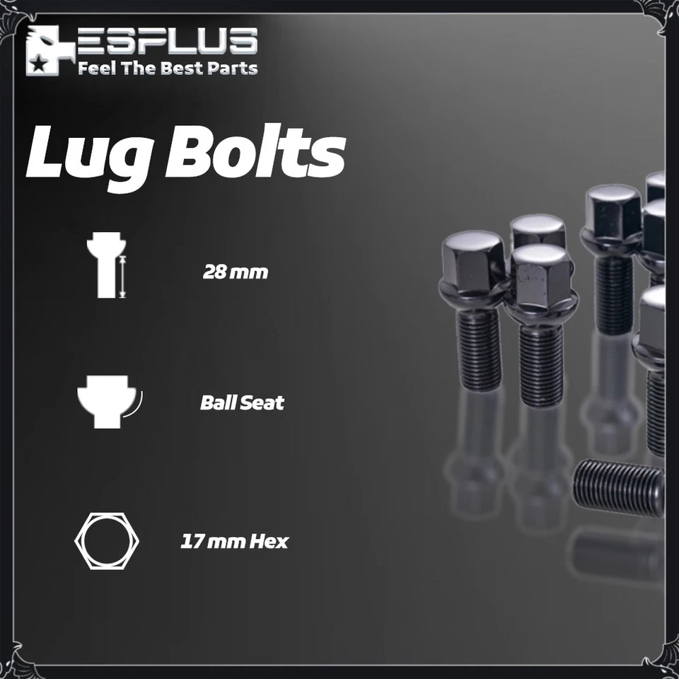 Perno de tuerca de rueda negro 10 piezas M14X1.5 vástago de 28 mm ajuste Bentley Arnage Azure Brooklands Foto 3 de 4