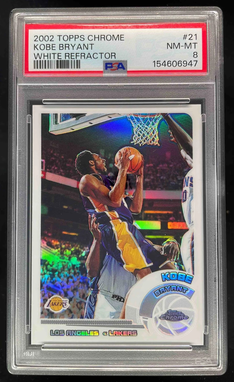 2002-03 Topps Chrome Refractors White Border #21 Kobe Bryant /249 PSA 8