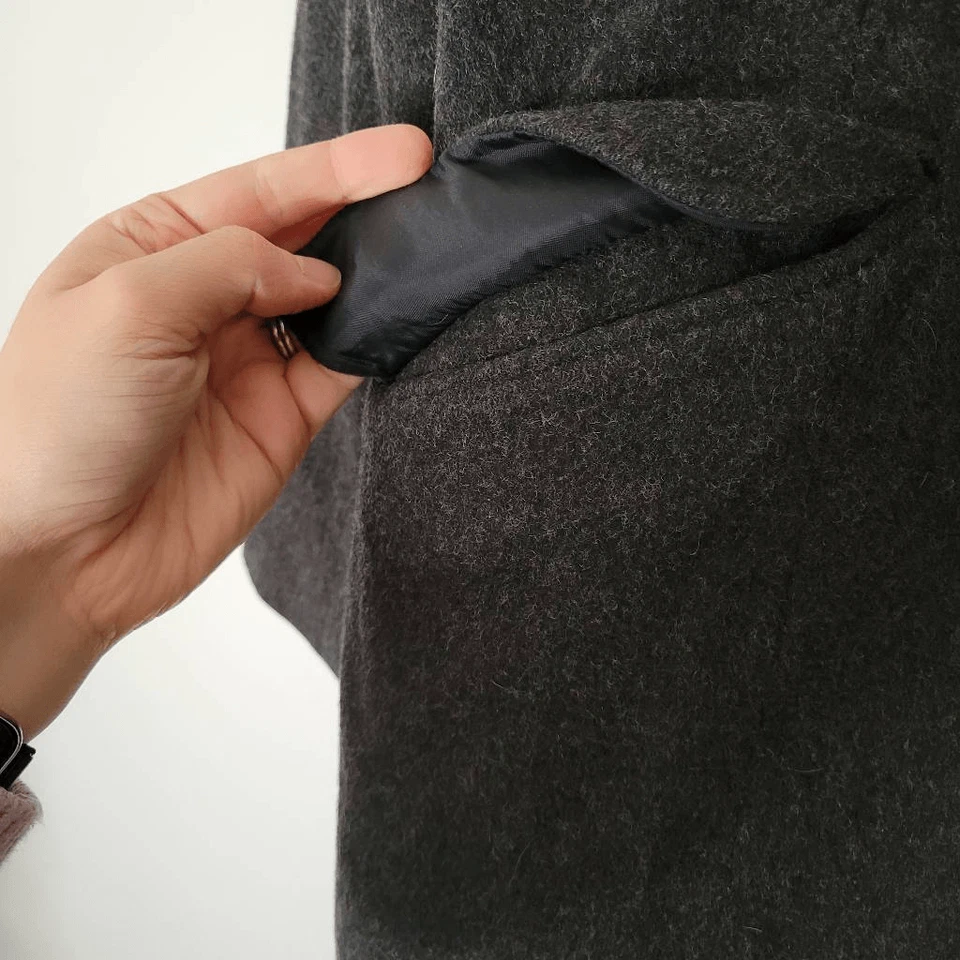 Abrigo largo Worthington 100 % lana carbón para mujer mediano vintage clásico botón F Foto 2 de 4