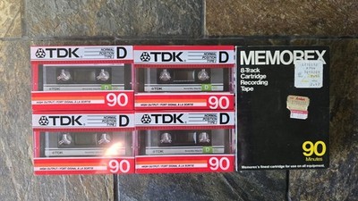 Lot of 4 TDK D90 Cassette Tapes + Memorex 90 Min 8-Track Recording Tape Sealed