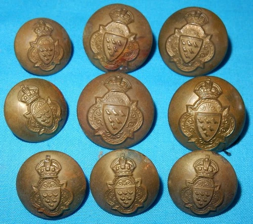 WW1 ERA SUSSEX YEOMANRY MILITARY UNIFORM BUTTON LOT OF 9 WORLD WAR I