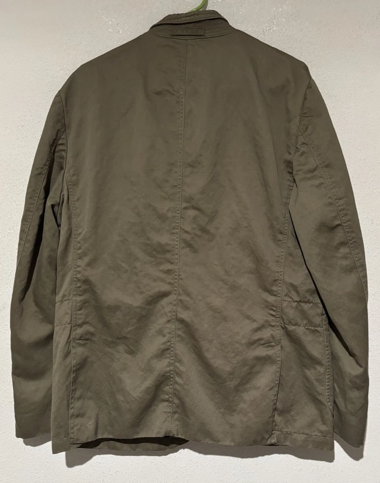 Banana Republic Mens 44R Linen Blend Preppy Khaki Safari Blazer Hidden Pockets - Image 2 of 4