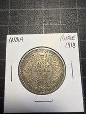 India Silver 1 Rupee 1918 