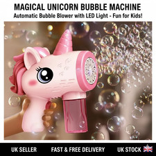 Unicorn Electric Bubble Toy Gun  Machine Lights Kids Outdoor Party Gift Fun