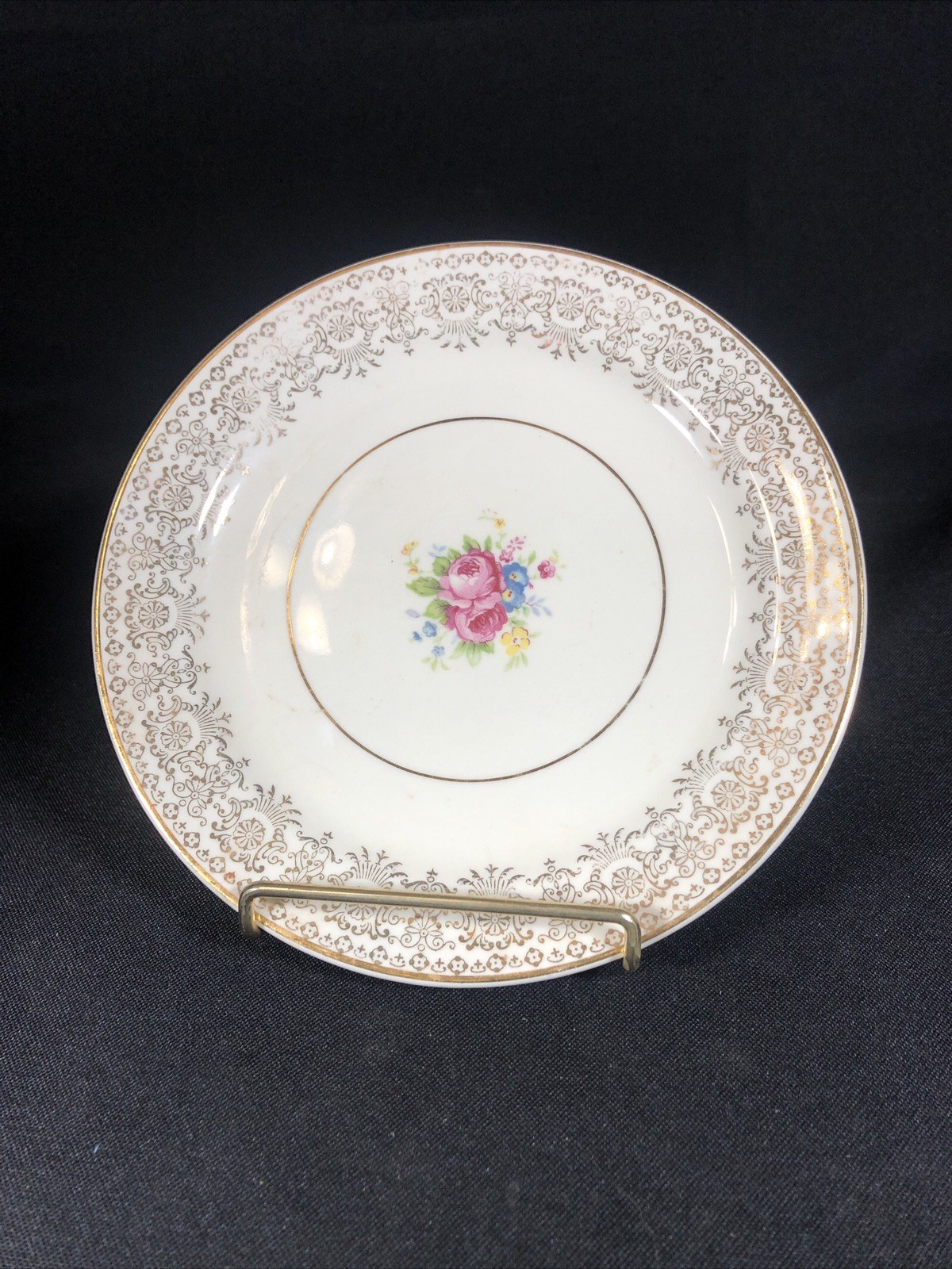 Rare Taylor Smith Pink Rose Gold Filigree Band 6.5” Dessert/Bread Dish