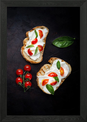 Brot mit Käsetomate Gerahmtes Wandbild Poster Leinwandbild Bild