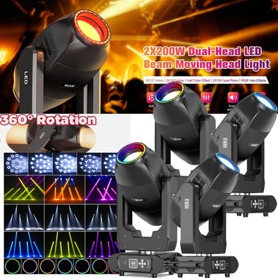 4x 400W Double Head LED Beam Moving Head Farben Gobo Prisma DMX Bühnenlicht Show