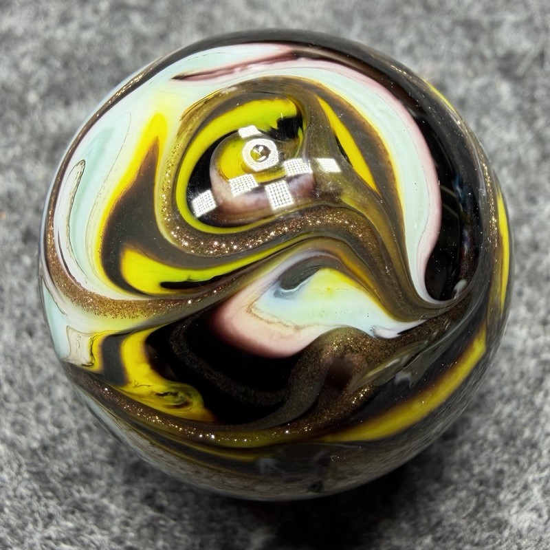 Handmade Marble Gold Lutz ( Flame - Swirl ) 1 Inches +-  (S6)