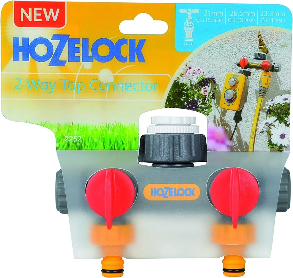 Hozelock 2 Way Tap Connector Hose Splitter for Outdoor Garden Taps - Image 2 of 3
