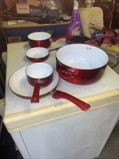 Red Ceramic Nonstick Cookware Lot – 6pc Mixed Set – Pots & Pans 