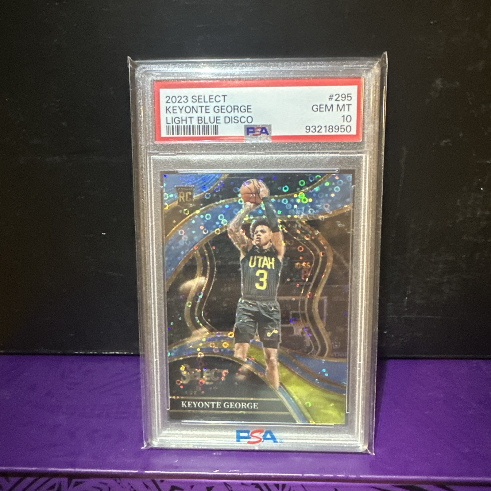 Keyonte George /99 PSA 10 Light Blue Disco Prizm 2023-24 Panini Select #295