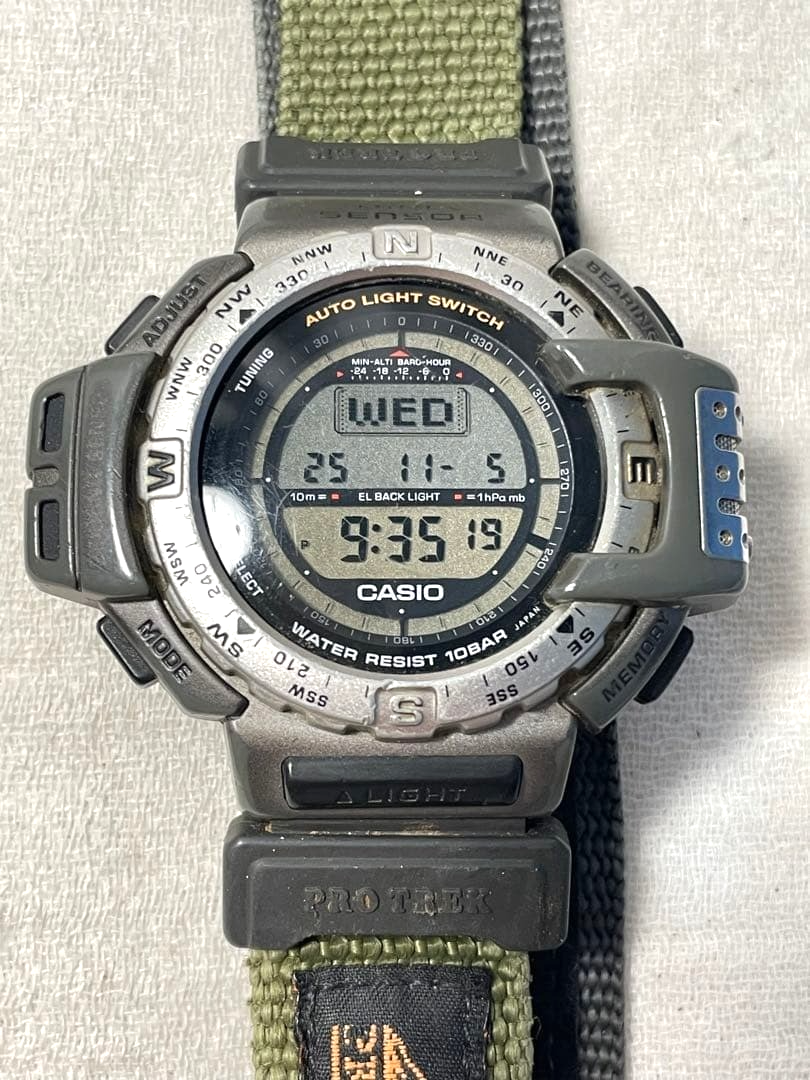 【稼働品】CASIO PROTREK プロトレック チタン PRT-411 CASIO PROTREK Pro Trek Titanium PRT-411 Triple Sensor Men