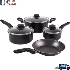 7 Piece Non Stick Cookware Set Aluminum Kitchen Pots & Pans Easy Clean New