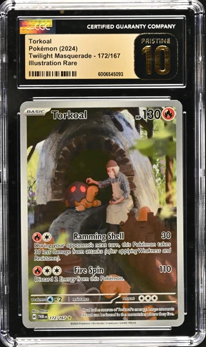 CGC PRISTINE 10 Torkoal 172/167 Pokemon Twilight Masquerade Illustration Rare