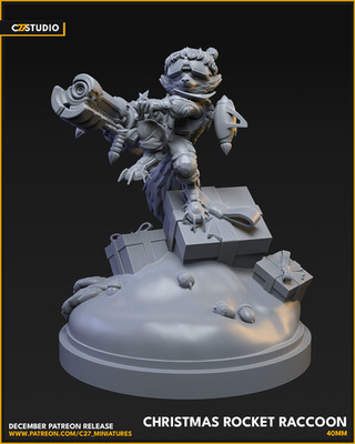 C27 - Rocket Marvel Rivals Christmas Fan Sculpt (40mm Marvel Crisis Pr. Scale)