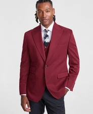 Tayion Mens Classic fit Suit Jacket Blazer 50 R Red Solid