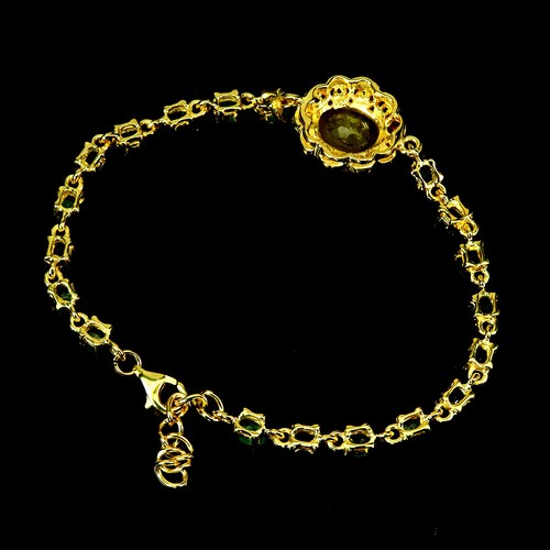 925 Sterling Silver Bracelet Yellow Sapphire 11x10mm Gemstone Jewelry 7 Inches - Picture 3 of 13