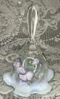 FENTON HAND PAINTED BELL PURPLE FLOWERS RUFFLED OPALINE EDGE 6.5'