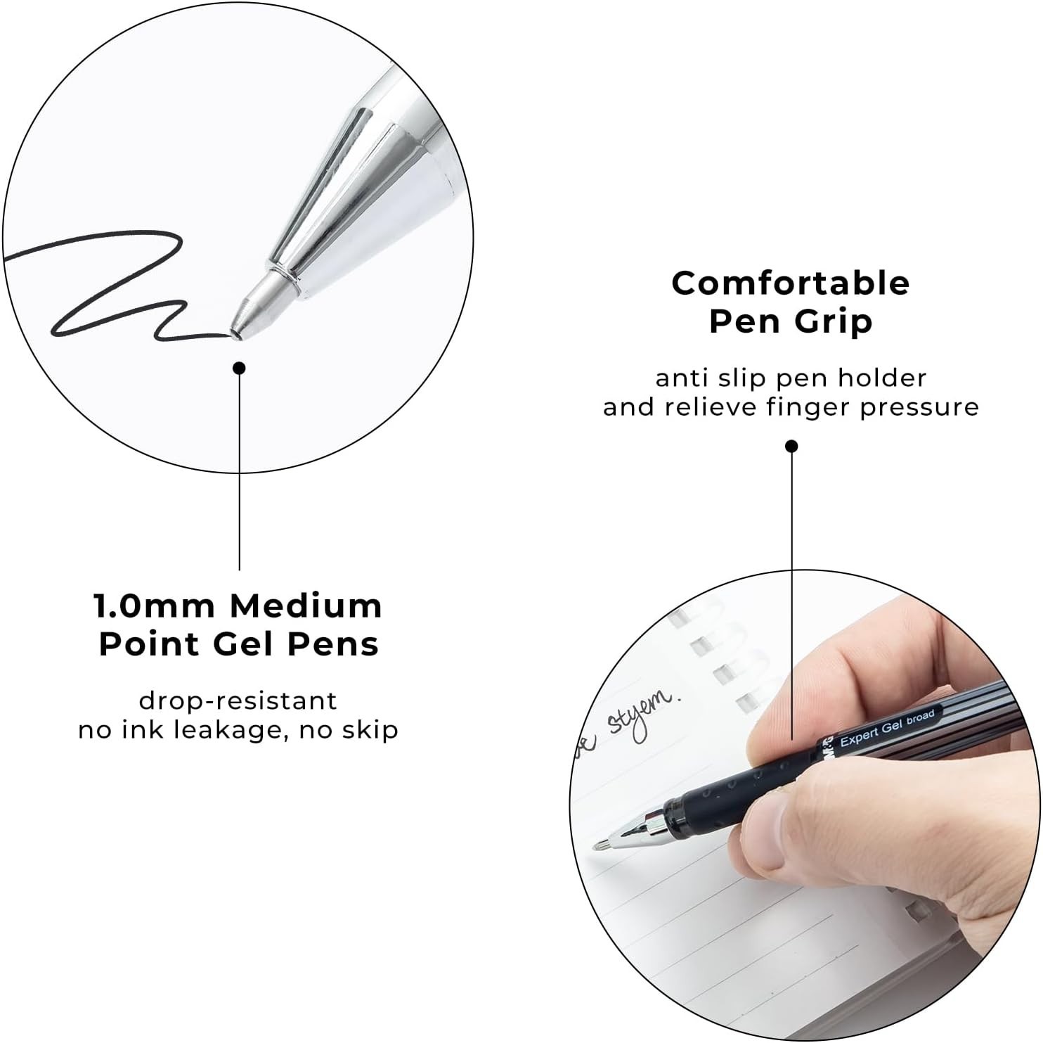 M&G Gel Pens, 1.0mm Black Ink Gel Pens Medium Point, Quick Dry Gel Ink Pens