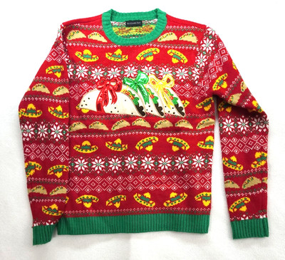 Blizzard Bay Tacos Sombrero Fiesta Mens Ugly Christmas Sweater Long Sleeves XXL