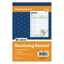 Adams Carbonless Receiving Record Book 50 Sets Customizable Business Forms