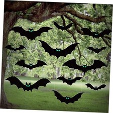 16Pcs Halloween Hanging Bats Decorations Outdoor, Large Flying Bats with
