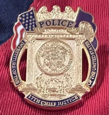 Rare Supreme Court POLICE Chief  Justice INVESTITURE Mini-BADGE PIN - HALLMARKED