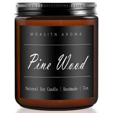 MOASITN Pine Wood Scented Candles – Organic Soy, Handmade 7oz Gift