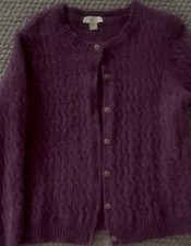 Appleseeds 100 Light Purple Wool Button Up Cardigan Cable Knit Size PXL