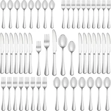 50 Piece Silverware Set Service for 10,Premium Stainless Steel Flatware Set,Mirr