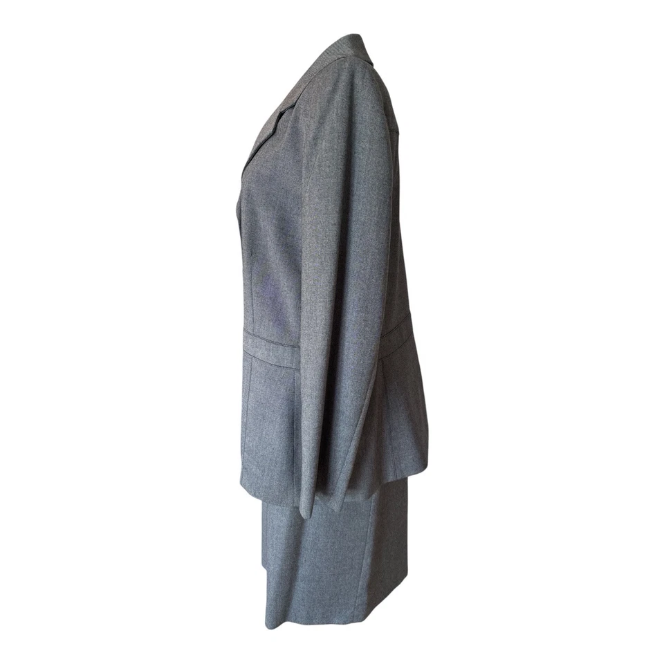 Evan Picone Skirt Suit Blazer A-line Women’s Sz 16 Gray Mini Check Long Sleeve - Image 3 of 4