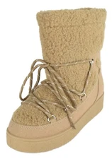 Top Moda Women Rain Snow Warm Winter Ankle boots Sherpa Fur MARGOT Zipper Brown