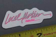 LOCAL MOTION Hawaii Clear Neon Pink Grey Aloha 80's LM2 Vintage Surfing STICKER